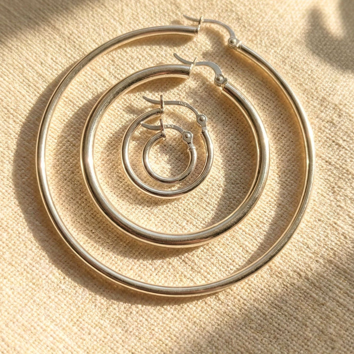 Everyday Minimalist Plain Sterling Silver Hoop Earrings