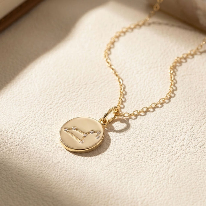 Leo Gold Plated Constellation Star Map Pendant Charm Necklace