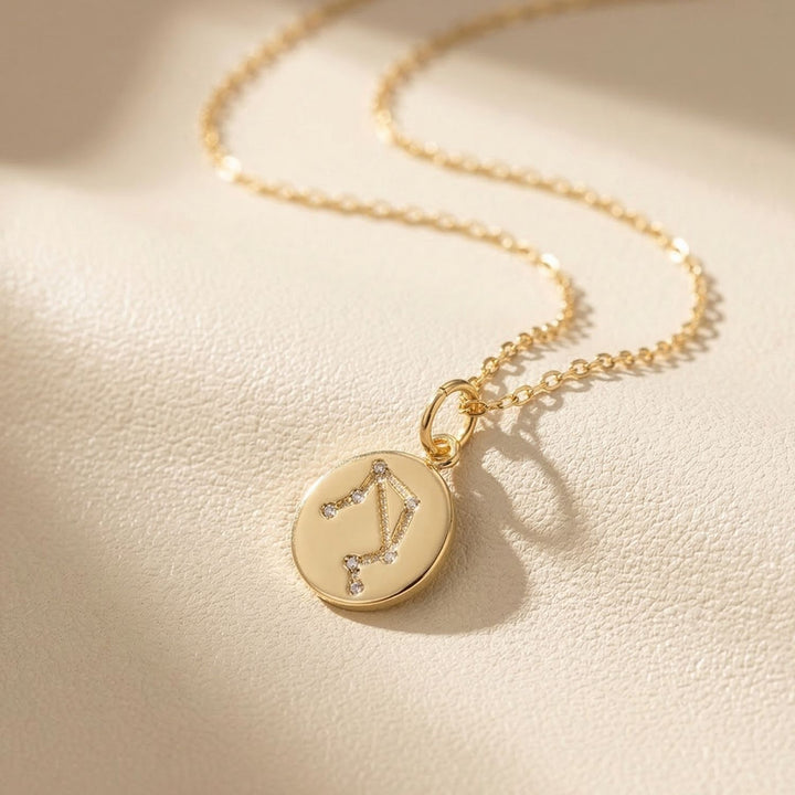Libra Gold Plated Constellation Star Map Pendant Charm Necklace