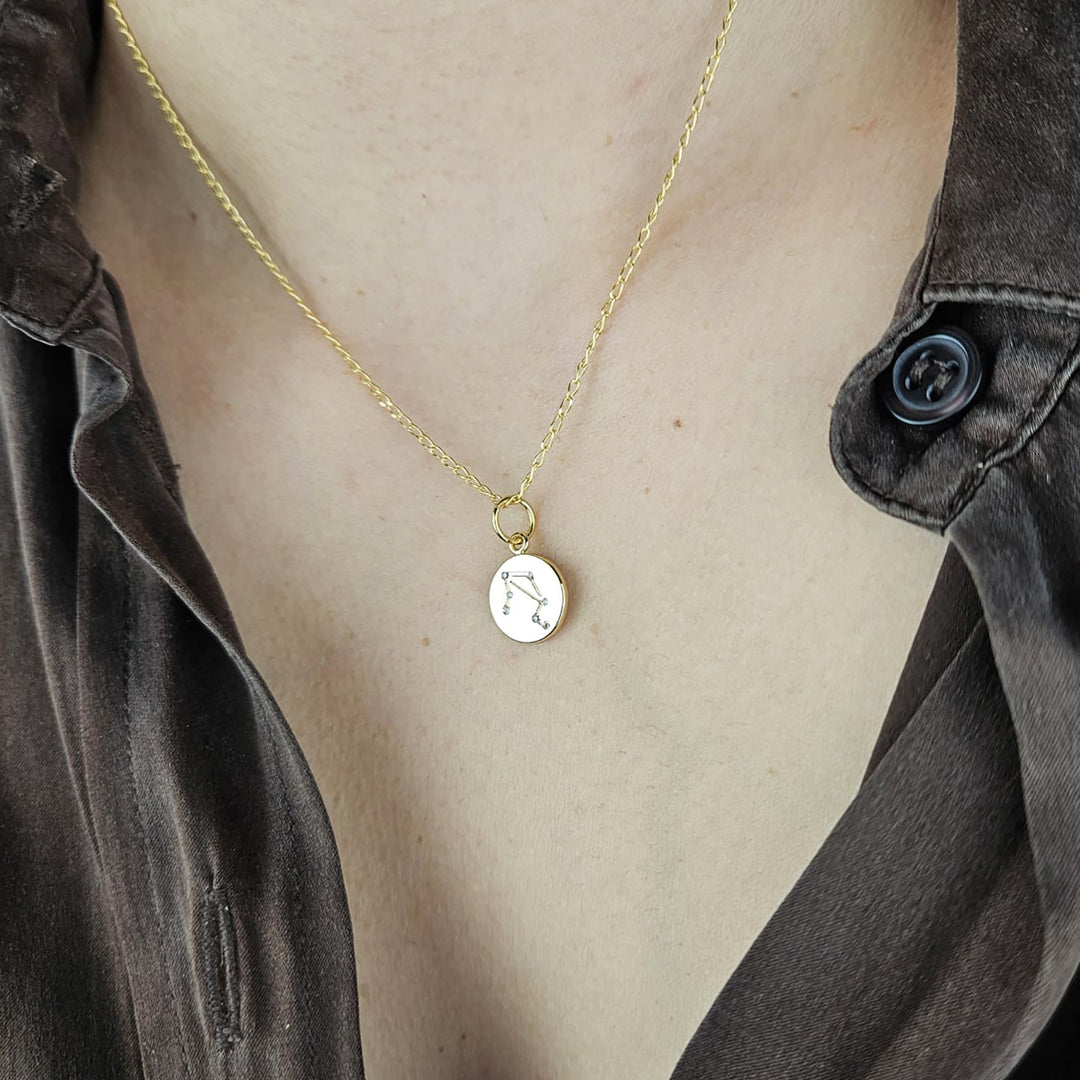 Libra Gold Plated Constellation Star Map Pendant Charm Necklace