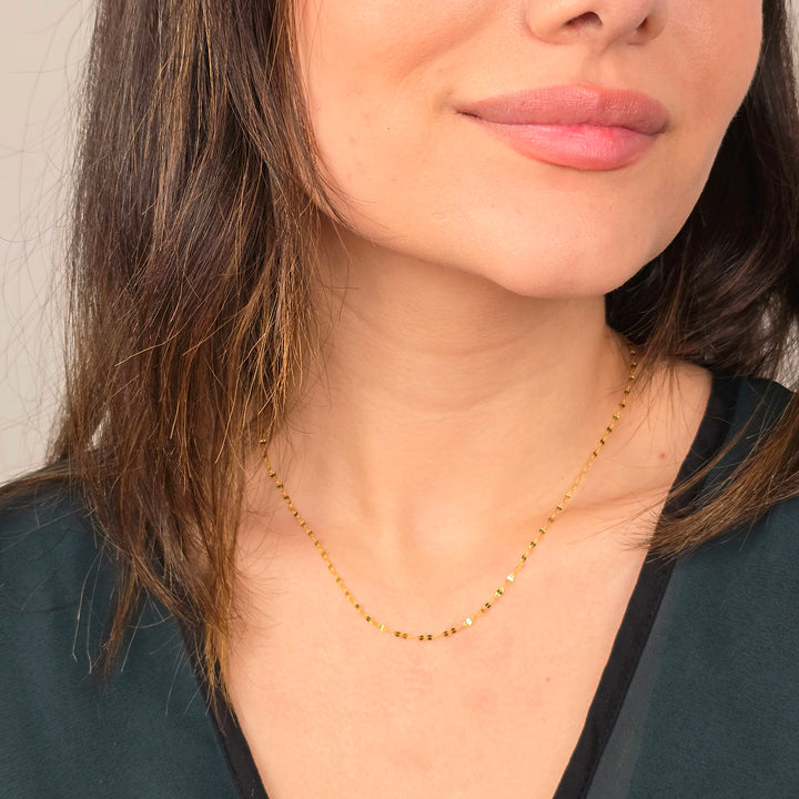Dainty Glitter Shiny Sparkle Lip Gold Plated Chain