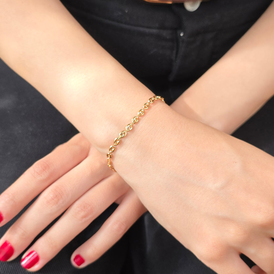 Coffee Bean Gold Plated Chain Bracelet Luxe
