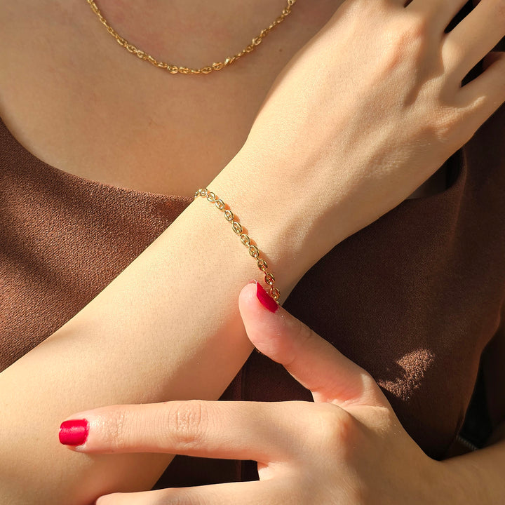 Coffee Bean Gold Plated Chain Bracelet Luxe