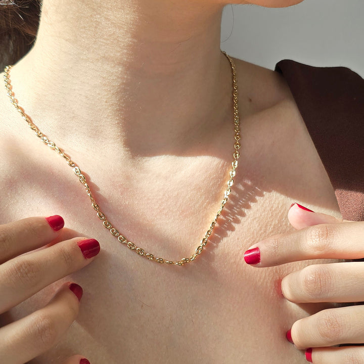 Coffee Bean Gold Plated Chain Necklace Luxe