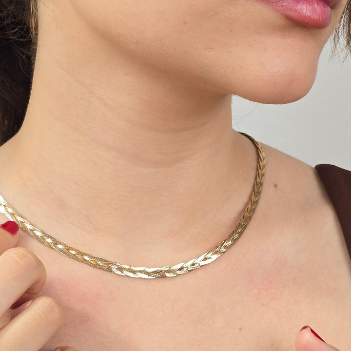 Interwoven Double Herringbone Twisted Necklace Luxe