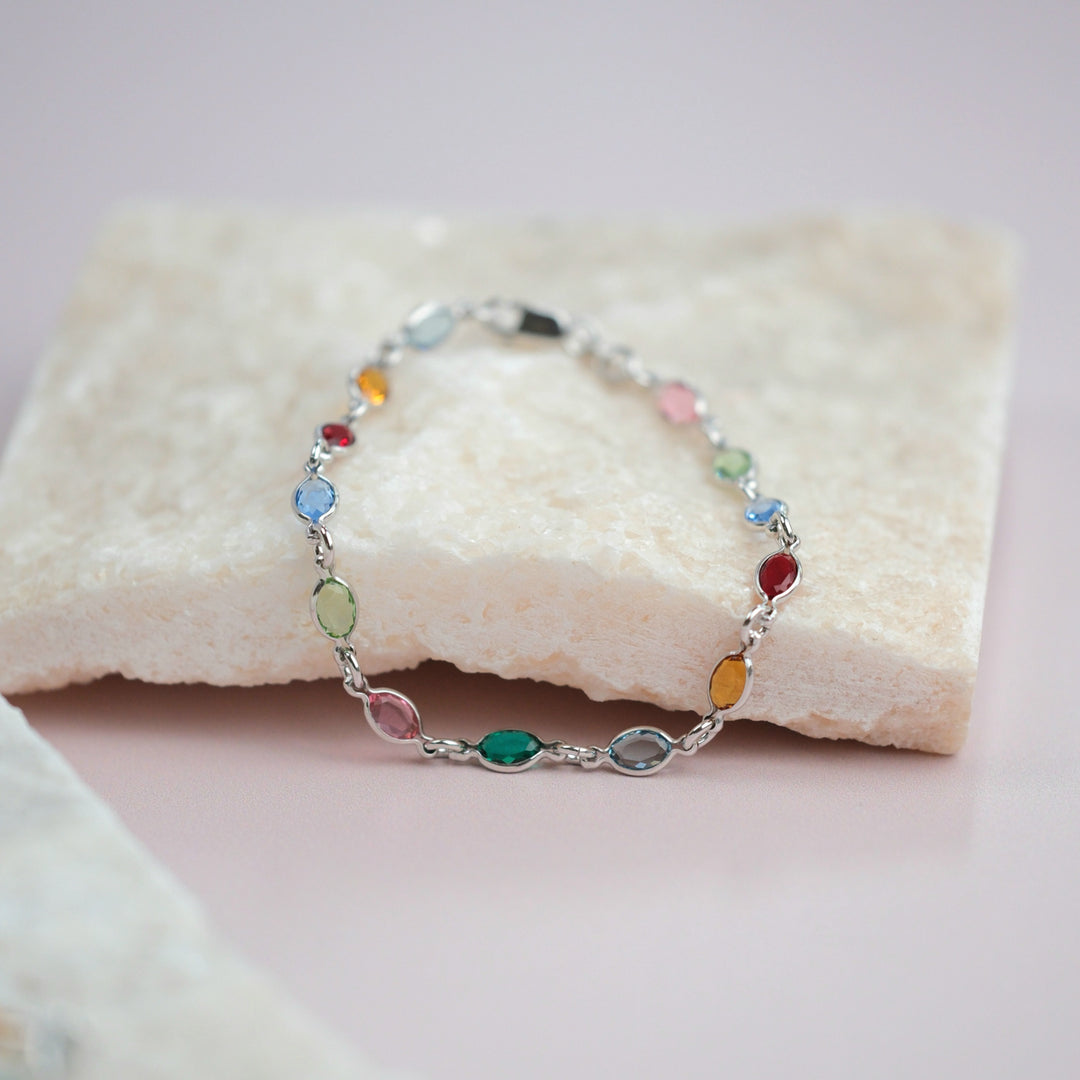 Colourful Multi Gemstone Sterling Silver Bracelet