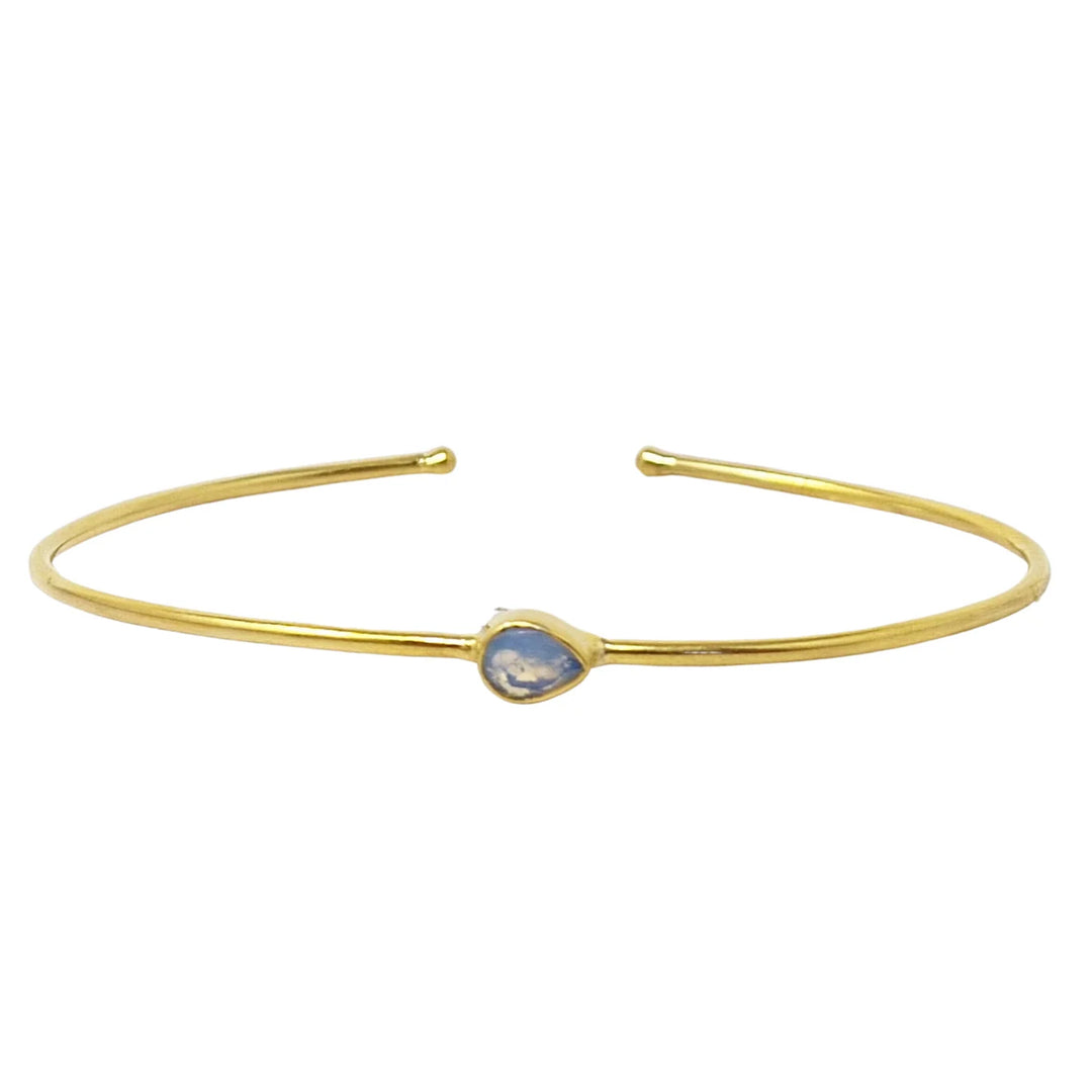 Opal October Birthstone Crystal Gold Plated Bangle