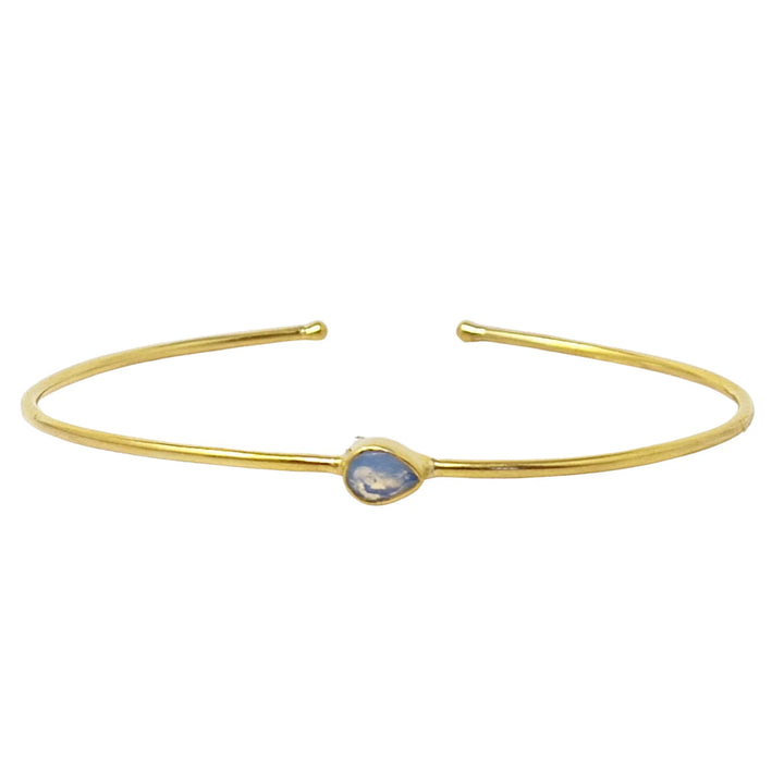 Opal October Birthstone Crystal Gold Plated Bangle