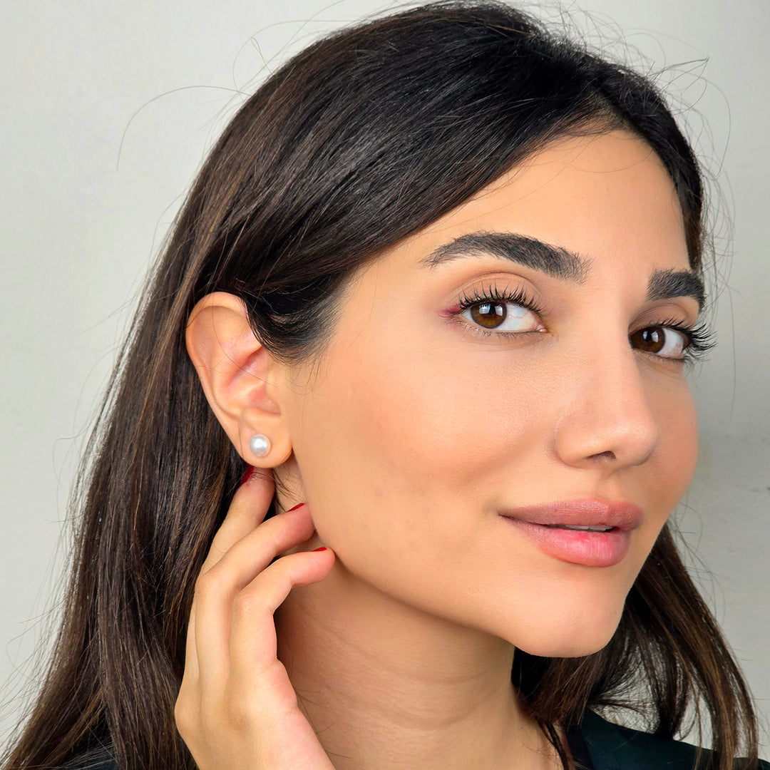 Handpicked Freshwater Silver Pearl Stud Earrings