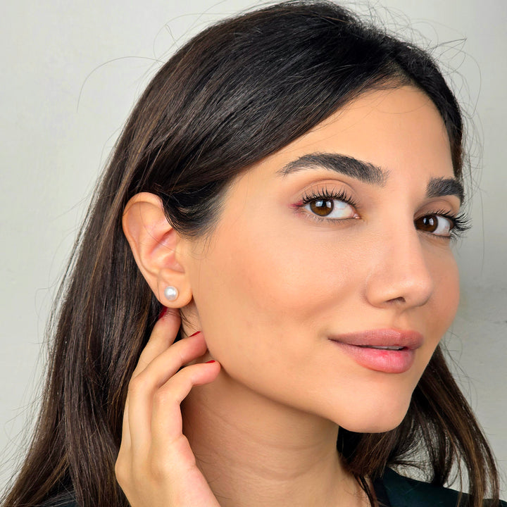 Handpicked Freshwater Silver Pearl Stud Earrings