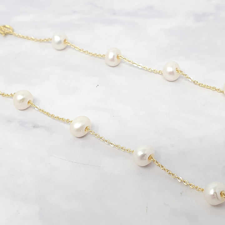 Freshwater Pearl Double Chain Wedding Bracelet Gift