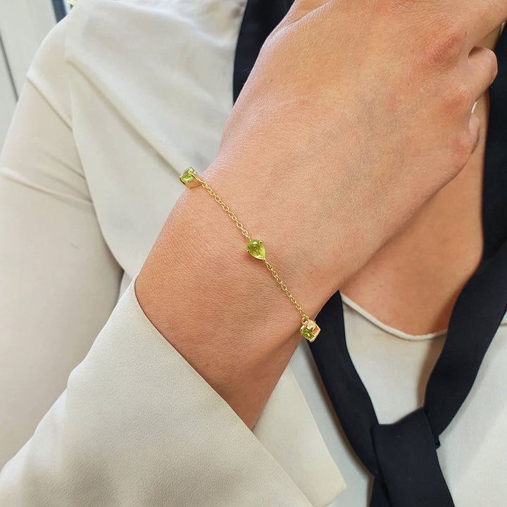 Peridot August Birthstone Minimalist Gold Bracelet