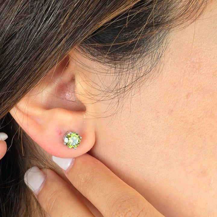 Peridot Moissanite Crystal Sterling Silver Earrings