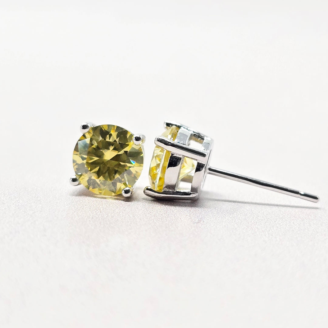 Citrine Moissanite Crystal Sterling Silver Earrings