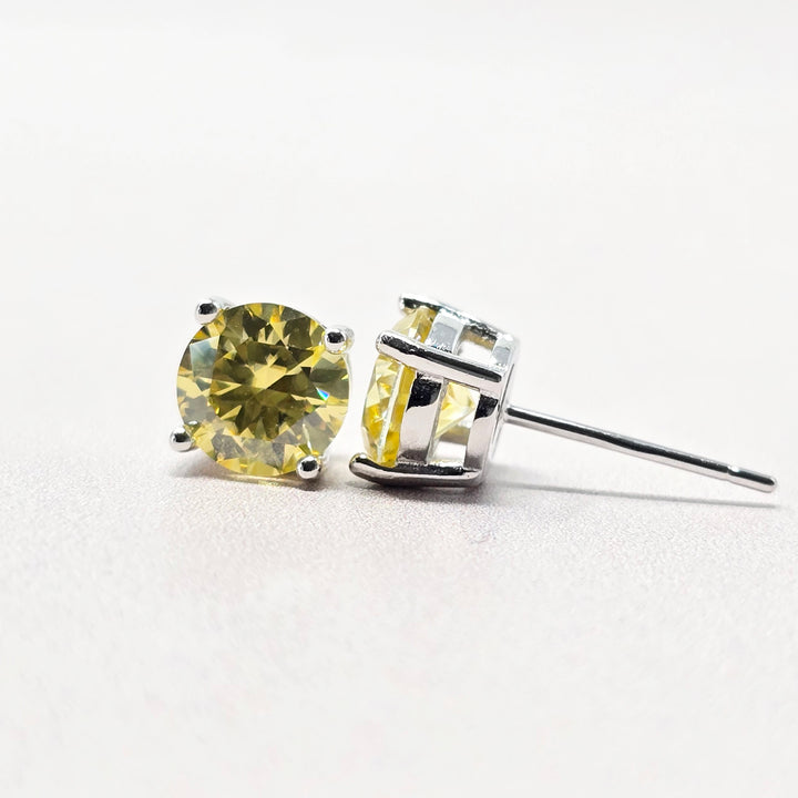 Citrine Moissanite Crystal Sterling Silver Earrings