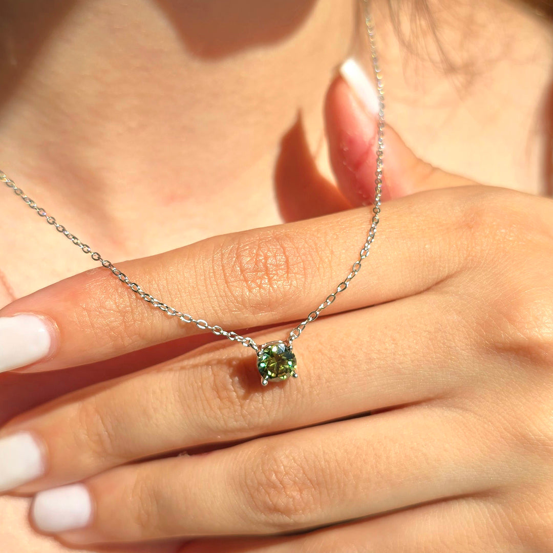 Peridot 1ct Moissanite Crystal Sterling Silver Necklace