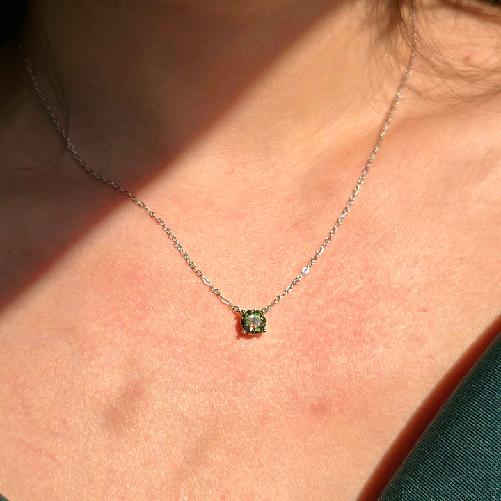 Peridot 1ct Moissanite Crystal Sterling Silver Necklace