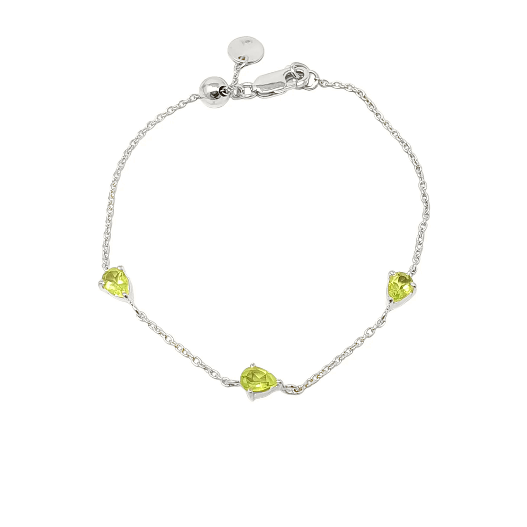 Peridot August Birthstone Minimalist Sterling Silver Bracelet