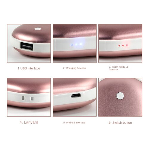 Winter Mini Hand Warmer with 2400mAh USB Rechargeable Power Pink