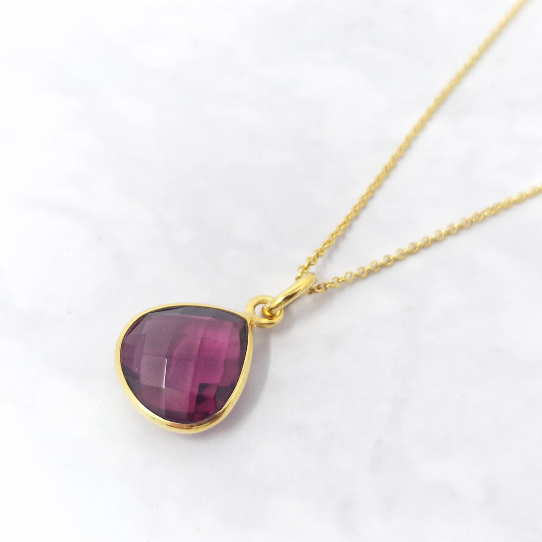 Pink Tourmaline October Birthstone Gold Plated Necklace