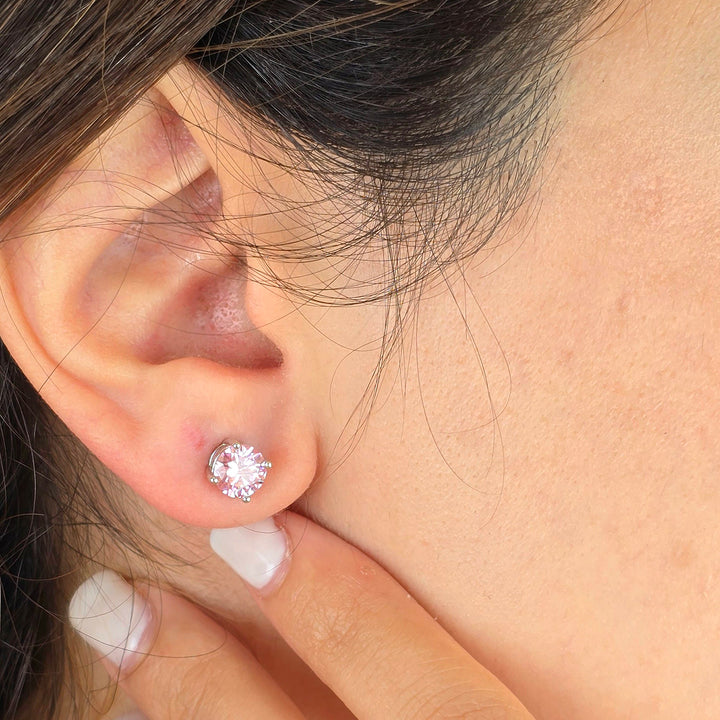 Pink Tourmaline Moissanite Crystal Sterling Silver Earrings