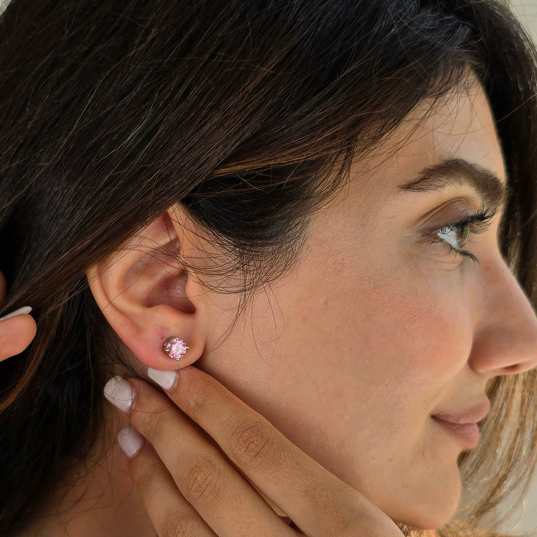 Pink Tourmaline Moissanite Crystal Sterling Silver Earrings
