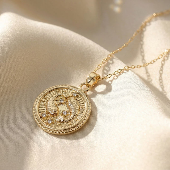 Pisces Gold Plated Zodiac Astrology Pendant Charm Necklace