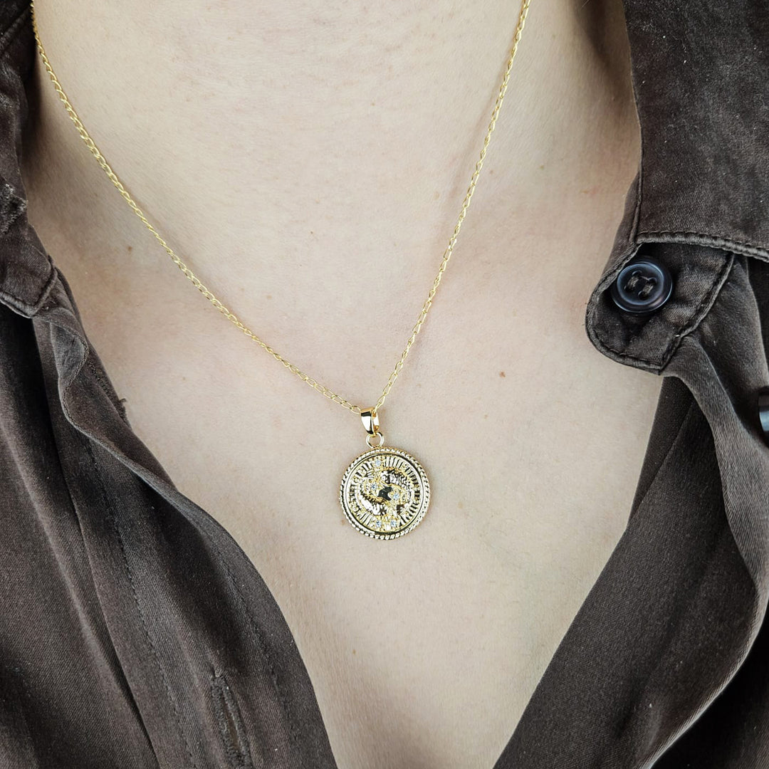 Pisces Gold Plated Zodiac Astrology Pendant Charm Necklace