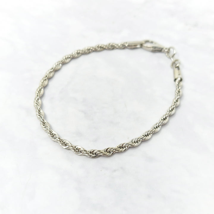 Rope Chain Shiny Silver Minimalist Elegant Bracelet