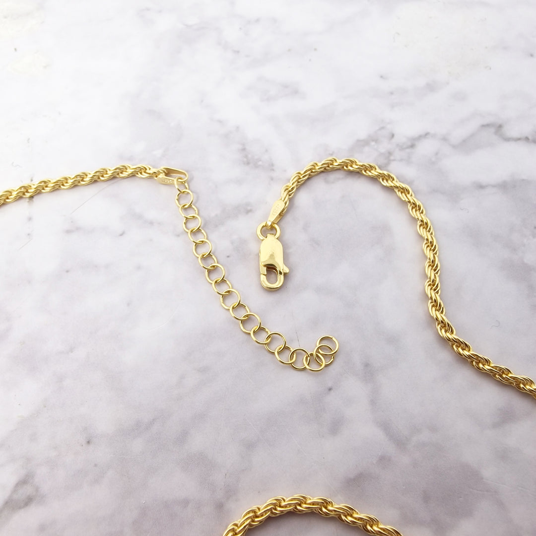 Gold Vermeil Sapphire September Birthstone Rope Necklace