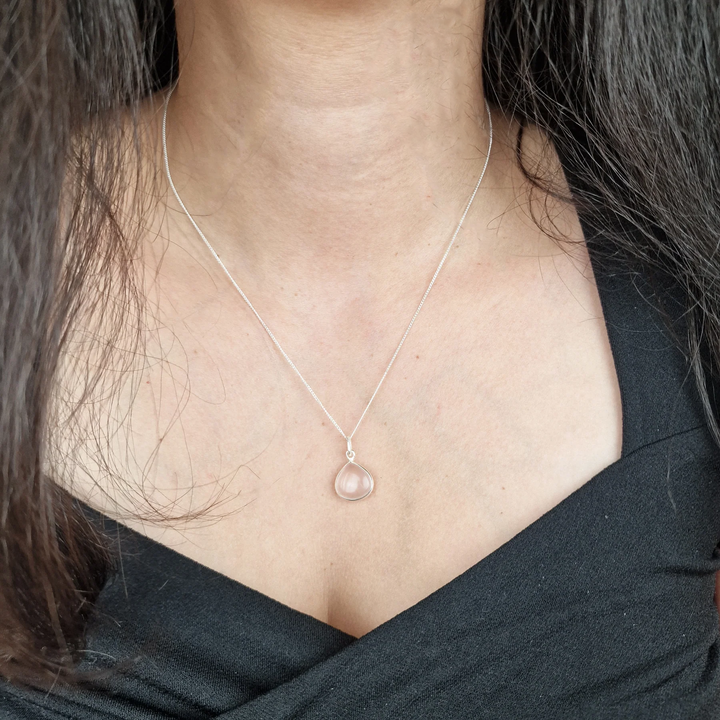 Sterling Silver Rose Quartz Gemstone Necklace