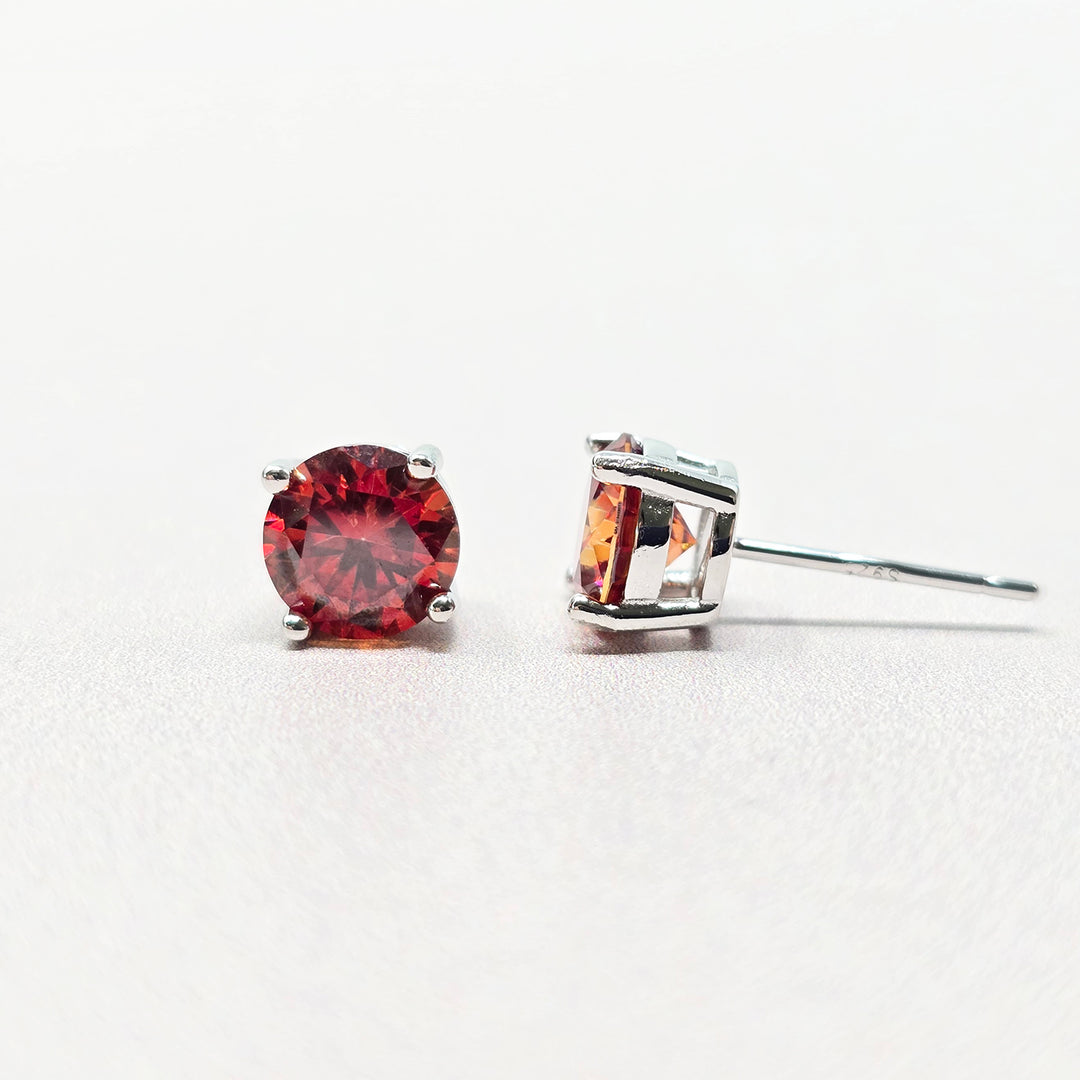 Ruby Moissanite Crystal Sterling Silver Earrings