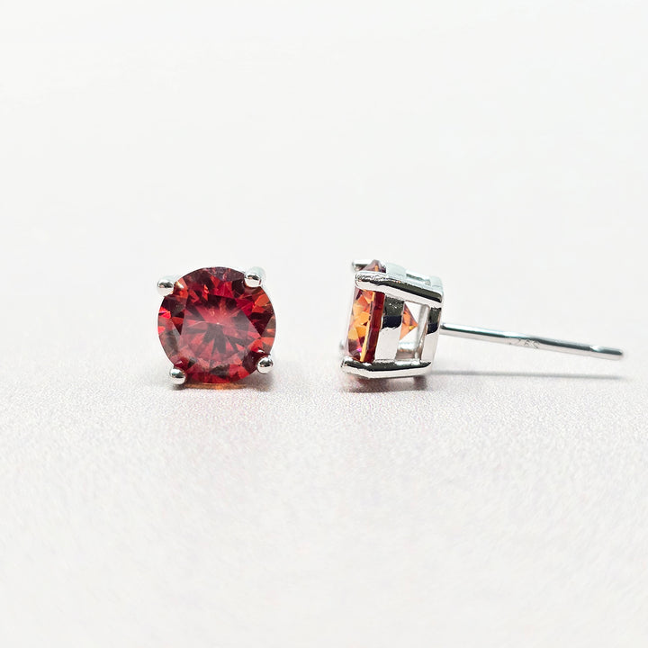 Ruby Moissanite Crystal Sterling Silver Earrings