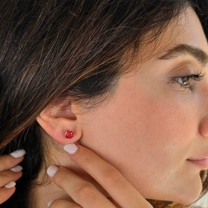 Ruby Moissanite Crystal Sterling Silver Earrings