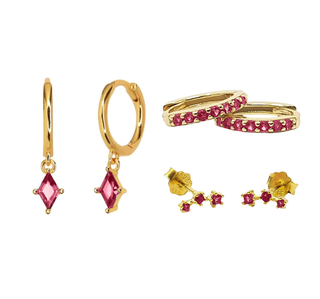 July Birthstone Ruby Earrings Gift Set For Her
