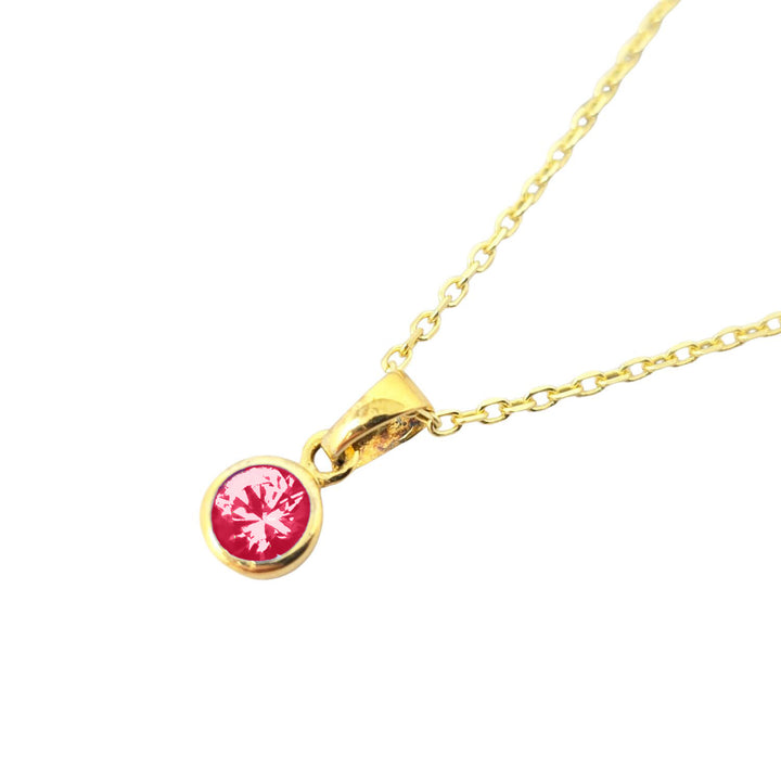 Mini Round Ruby July Birthstone Pendant Necklace