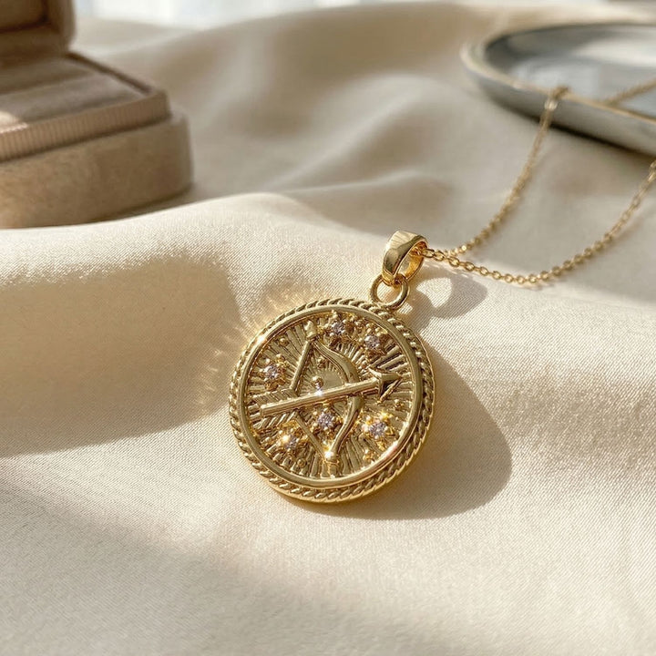 Sagittarius Gold Plated Zodiac Astrology Pendant Charm Necklace