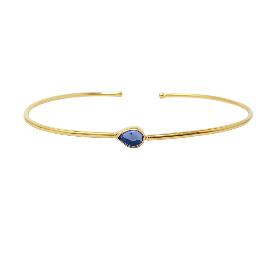 Sapphire September Birthstone Gold Plated Bangle