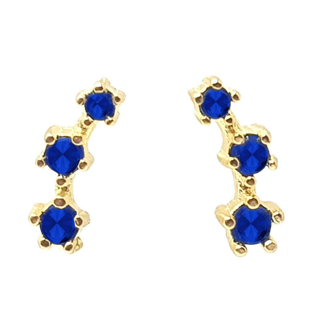 Sapphire September Birthstone Climber Stud Earrings