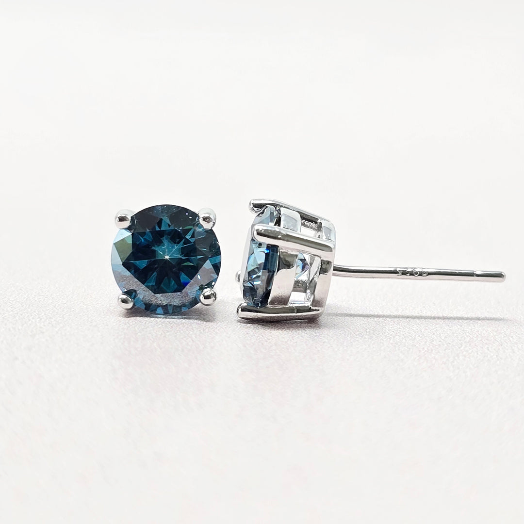 Sapphire Moissanite Crystal Sterling Silver Earrings
