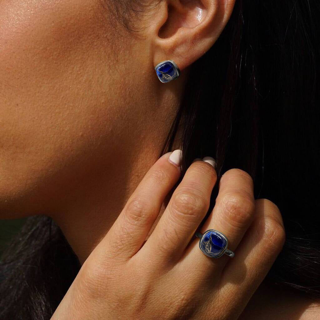 Sapphire September Birthstone Silver Stud Earrings