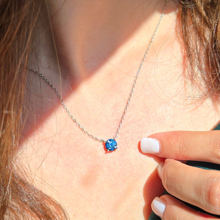 Sapphire Moissanite Crystal Sterling Silver Necklace