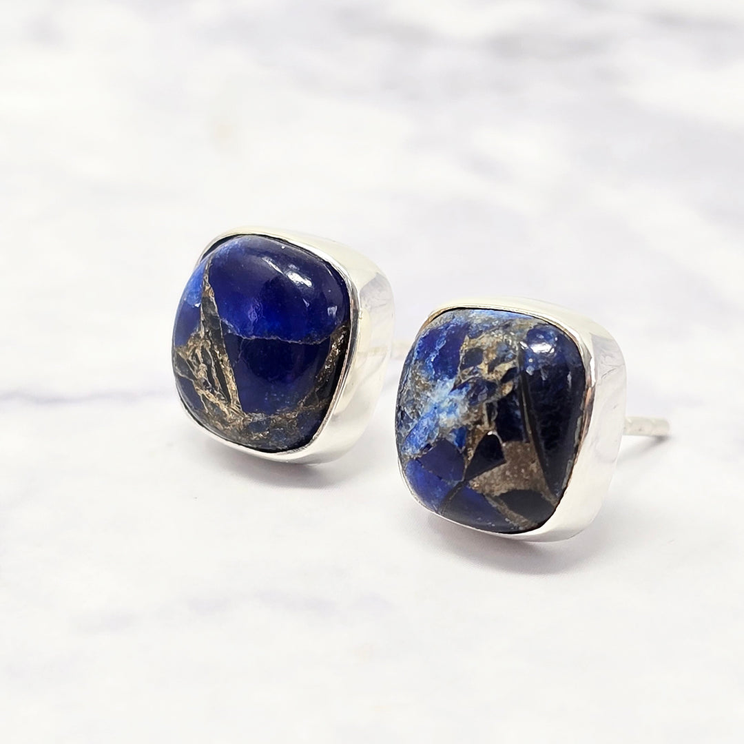 Sapphire September Birthstone Silver Stud Earrings