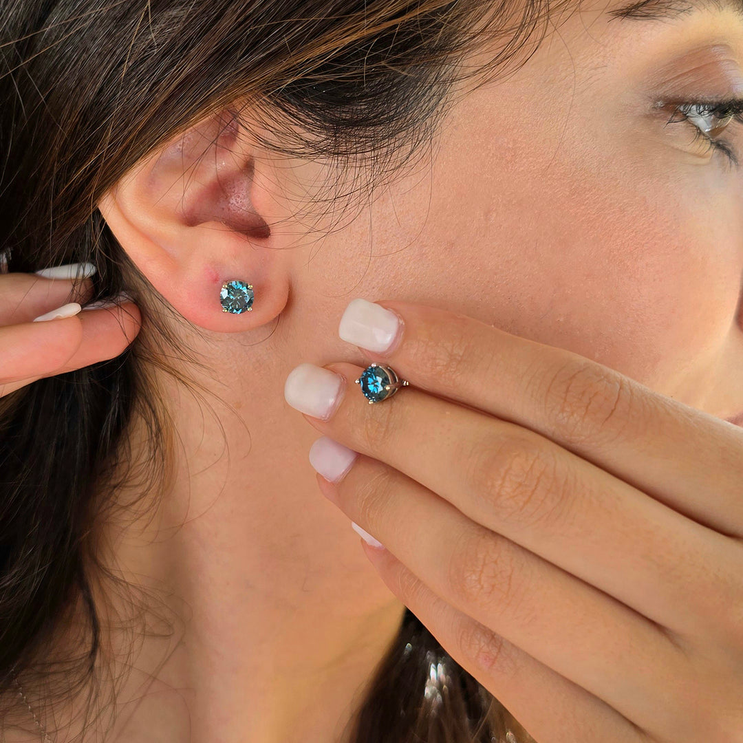 Sapphire Moissanite Crystal Sterling Silver Earrings