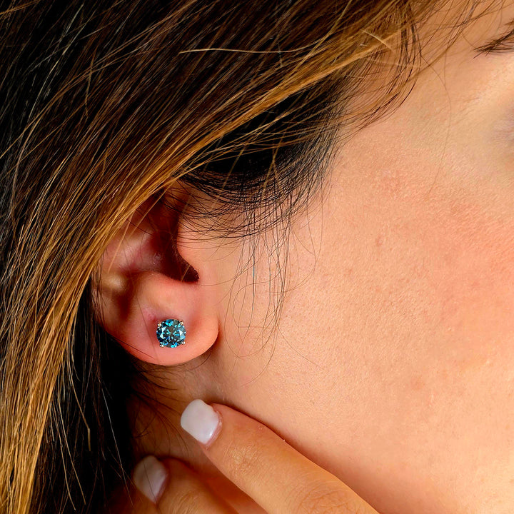 Sapphire Moissanite Crystal Sterling Silver Earrings