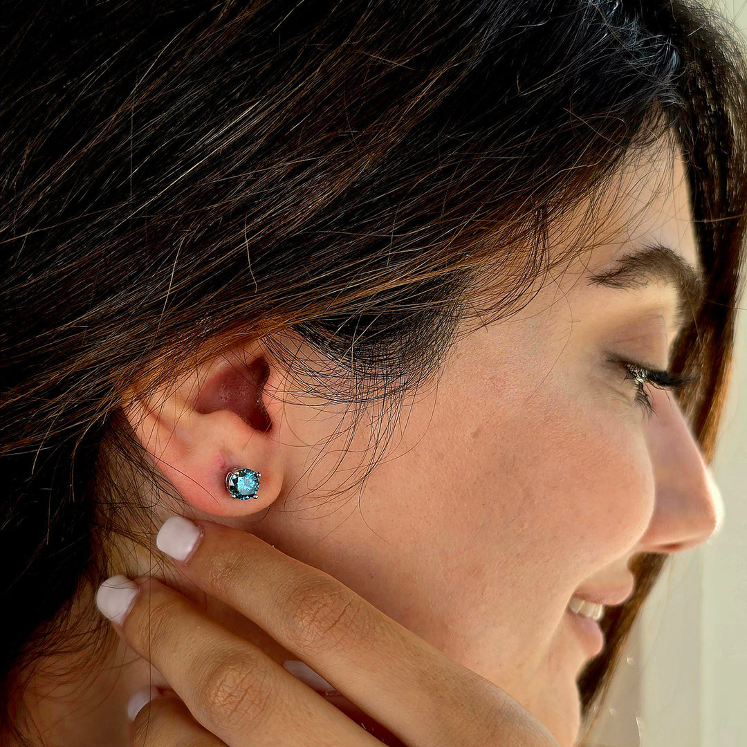 Sapphire Moissanite Crystal Sterling Silver Earrings