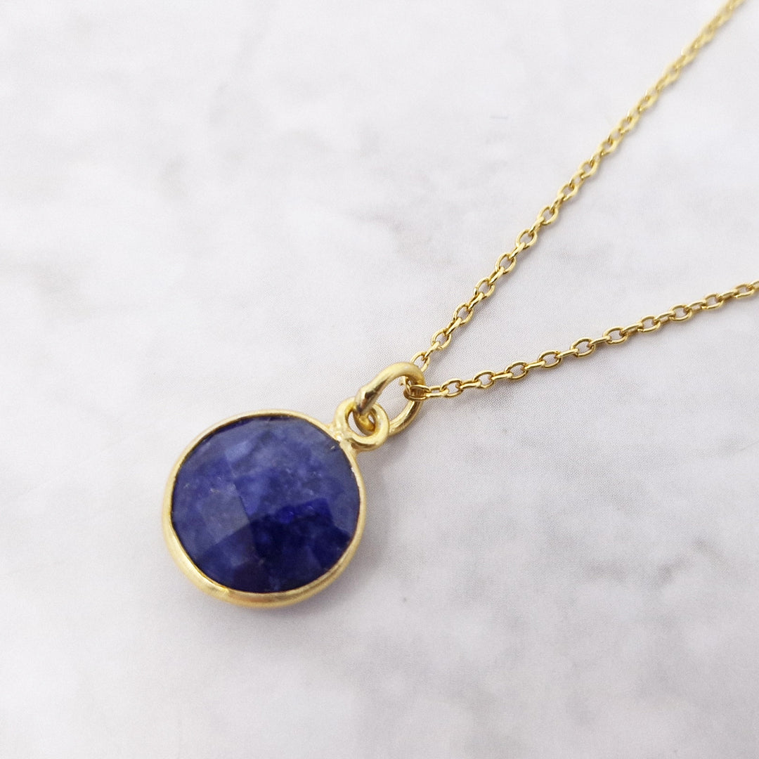 18ct Gold Vermeil Plated Blue Sapphire Necklace