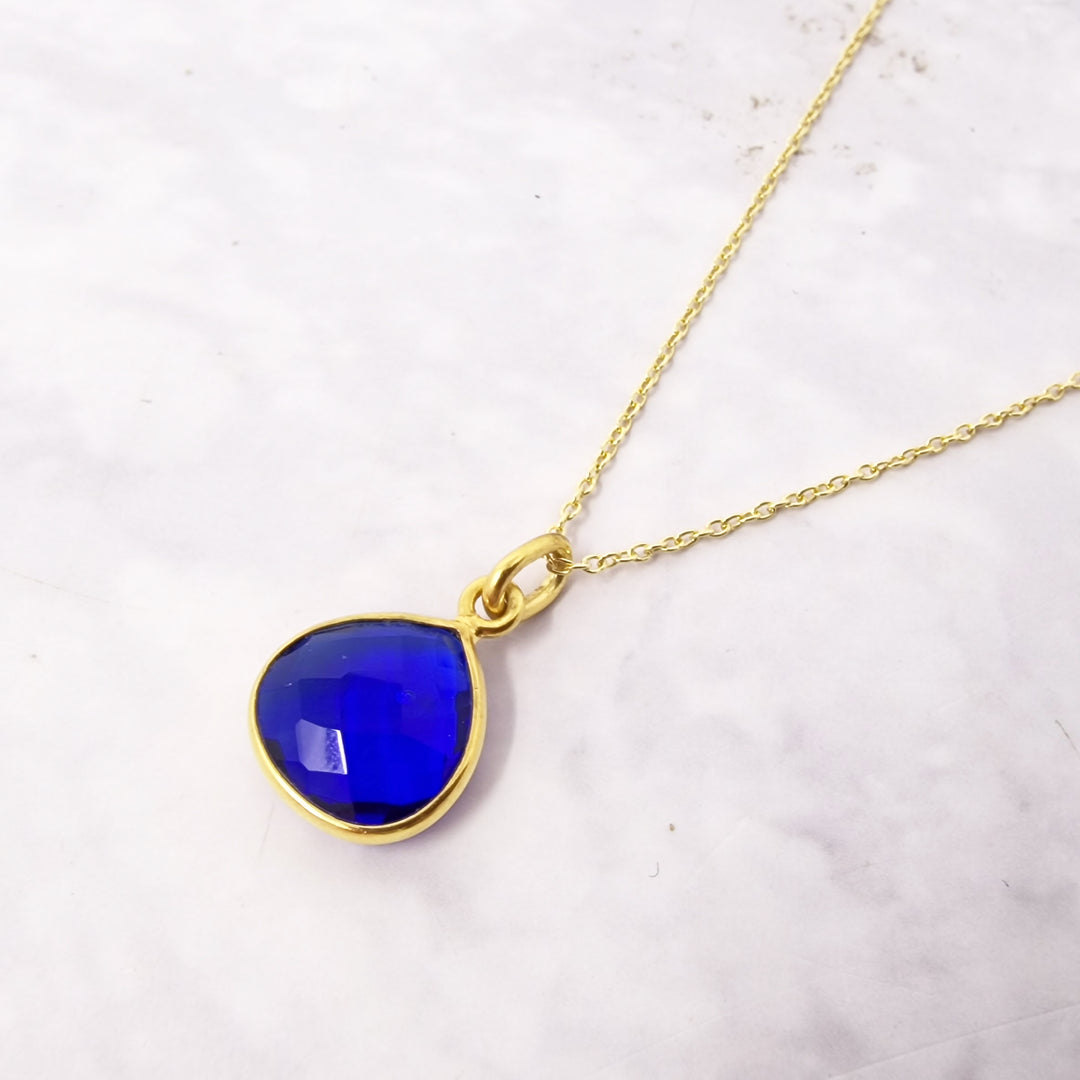 Sapphire September Birthstone Gold Plated Necklace