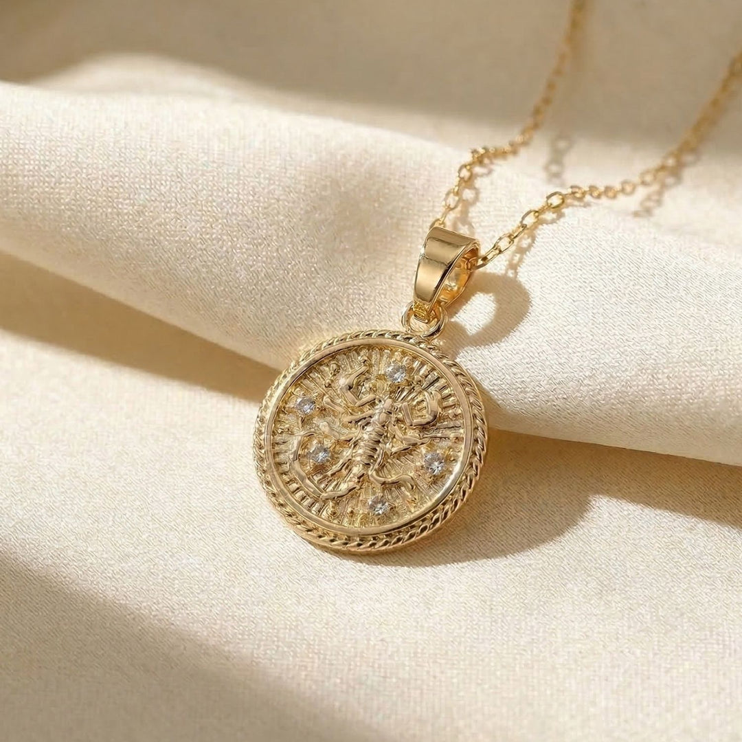 Scorpio Gold Plated Zodiac Astrology Pendant Charm Necklace