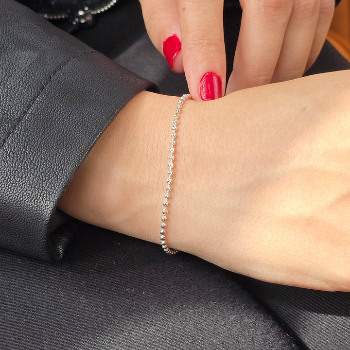 Ball Bead Chain Minimalist Dainty Sterling Silver Bracelet
